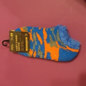 FIELD AND STREAM YOUTH COZY CABIN SOCKS: CAMO: GRAY/ORANGE/BLUE: NWT: SZ 10-4